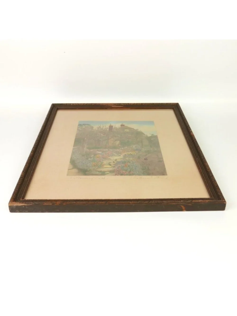 Wallace Nutting A Flowery Path Hand Colored Photograph Print Framed Antique